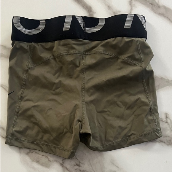 Nike Pro Women's Olive Green Shorts - Picture 4 of 7